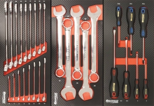 Servante d'atelier 7 tiroirs composée de 191 outils - modules finition carbone Servante d'atelier 7 tiroirs composée de 191 outils - modules finition carbone