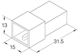 Boîtier unipolaire mâle nu 6,35mm - 2 voies - 13x15x31,5mm - lot de 100 pcs