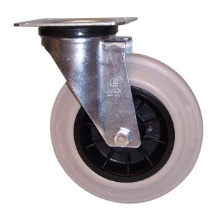 Chape zinguée moyenne pivotante nylon + caoutchouc D.125mm