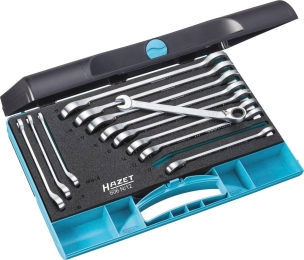 Clés mixtes droites coudées à cliquet de 8 à 19mm - mallette de 12 pcs