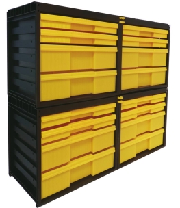 Caisson avec poignée avec 4 tiroirs de rangement 355x235x303mm