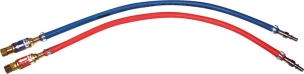 Paire de manchettes oxygène et acétylène 6,3x12mm 500mm avec raccords rapides et pare-flamme