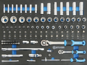 Module mousse 527x387mm douilles/cliquets 1/2" - 1/4" - 110 pcs