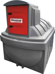Cuve de stockage gasoil PEHD 2500L double paroi avec armoire intégrée pour station à gasoil 230V 56 l/min et pistolet automatique/compteur/filtre