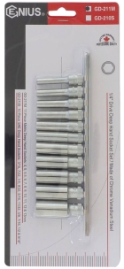 Douilles longues 1/4" de 4 à 13mm - blister avec rack métallique de 11 pcs