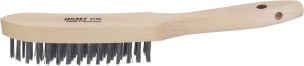 Brosse métallique fil acier 4 rangs 290mm avec manche bois incurvé