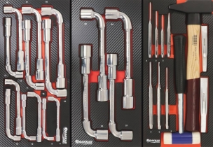 Servante d'atelier 7 tiroirs composée de 191 outils - modules finition carbone