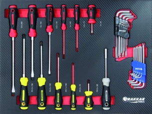 Servante d'atelier 7 tiroirs composée de 176 outils - modules finition carbone