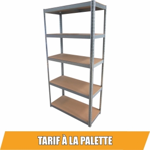 Etagère métallique à emboîter 5 tablettes bois 1800x900x450mm max 1,25T
