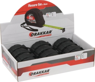 Mètre mesure à ruban autoblocant 5m 19mm boîtier ABS - présentoir de 12 pcs