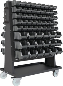 Etagère sur roulettes avec 126 boîtes à bec 1100x700x1430mm