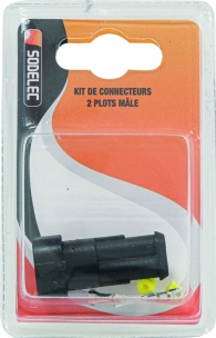 Connecteur étanche mâle complet 2 voies - blister