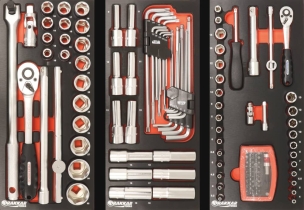 Servante d'atelier 8 tiroirs composée de 248 outils - modules finition métal