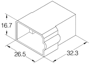 Boîtier unipolaire mâle nu 6,35mm - 4 voies - 16,7x26,5x32,3mm - lot de 100 pcs