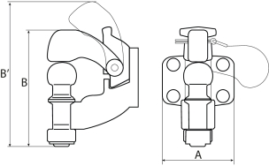 Crochet mixte d'attelage 3,5T 4 trous 11mm entraxe 83x56mm Crochet mixte d'attelage 3,5T 4 trous 11mm entraxe 83x56mm