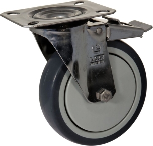 Chape inox moyenne pivotante + frein nylon et santoprène D.75mm