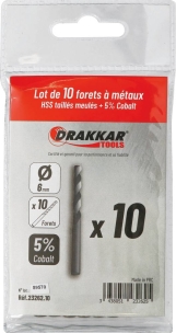 Foret à métaux HSS 5% cobalt 6mm - lot de 10 pcs