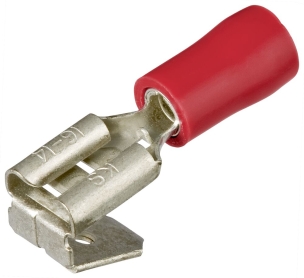Cosses plates doubles (mâles et femelles) isolées rouge 6,3x0,8mm / 0,5-1,0mm² - lot de 100pcs