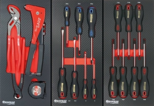 Servante d'atelier 7 tiroirs composée de 235 outils - modules finition carbone
