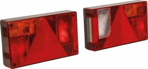 Feu arrière rectangle 12V 6 fonctions - lot droit + gauche 235x135mm