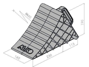 Cale pour poids lourds plastique noir avec poignée noire 160mm 5000kg
