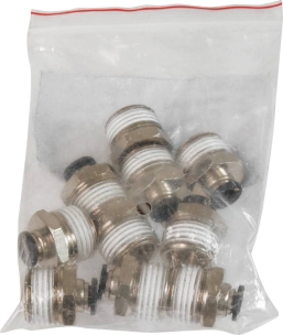 Raccord instantané métallique droit mâle conique 1/2" pour tuyau rilsan 6mm - lot de 10 pcs