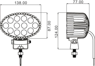 Phare de travail ovale LED 10/32V 36W 2400 lumens