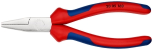 Pince à becs courts et plats - 160mm - Bi-matière - Chromée - Intérieur strié