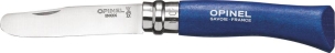 Couteau N°7 avec lame en acier inox bout rond et bague de sécurité bleu