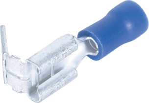 Cosse plate double (mâle et femelle) isolée bleue 6,3x0,8mm - blister de 10 pcs