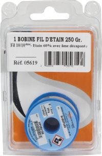 Fil d'étain 50% 1,5mm - bobine de 250g en blister Fil d'étain 50% 1,5mm - bobine de 250g en blister