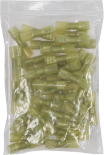 Cosse plate femelle 100% isolée thermorétractable jaune 6,3x0,8mm - lot de 50 pcs
