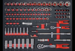 Servante d'atelier 10 tiroirs composée de 176 outils - modules finition carbone