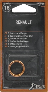 Joint de bouchon de vidange métalloplastique 18mm - blister de 5 pcs