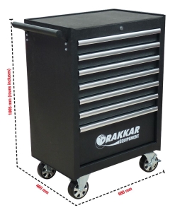 Servante d'atelier 7 tiroirs composée de 176 outils - modules finition carbone