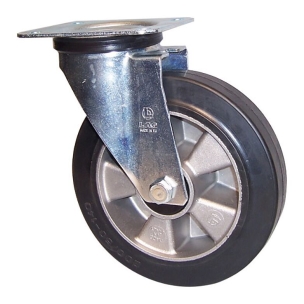 Chape zinguée moyenne pivotante aluminium + caoutchouc D.125mm