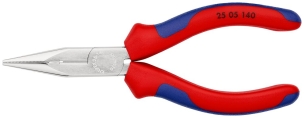 Pince à becs demi-ronds 140mm avec tranchant (Dureté 61HRC) Gainage PVC Chromée