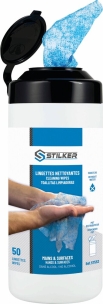 50 lingettes nettoyantes mains imprégnées en pot distributeur - Format 30x20cm - carton de 6 pots