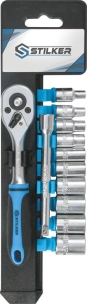 Cliquet 1/4" 45 dents avec 10 douilles de 4 à 13mm et rallonge - 12 pcs