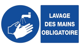 Panneau lavage des mains obligatoire à fixer 330x200mm