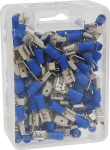 Cosse plate double (mâle et femelle) isolée bleue 6,3x0,8mm - lot de 100 pcs