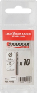 Foret à métaux HSS 2,5mm - lot de 10 pcs