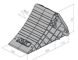 Cale pour poids lourds plastique noir 160mm 5000kg