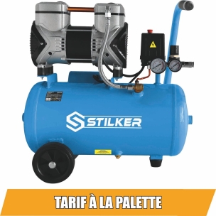 Compresseur 24L 8 bar 1,5CV 230V silencieux