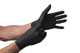 Gants jetables ambidextres nitrile 240mm 0,18mm noir T8 - Boîte de 50 pcs