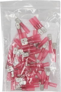 Cosse plate mâle isolée thermorétractable rouge 6,3x0,8mm - lot de 50 pcs