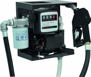 Pompe à gasoil 230V 50 l/min avec pistolet automatique/volucompteur/filtre - station murale