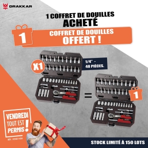 OPE VTEP - Lot de 2 coffrets de douilles 1/4" réf. 67510 dont 1 offert