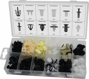 Clips de fixation en PVC - Mistubishi - présentoir de 6 coffrets de 132 pcs