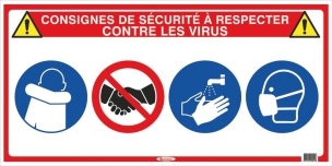 Panneau 4 en 1 gestes barrières rigide 800x400mm